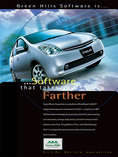 Toyota Prius using Green Hills Software's MULTI IDE and C optimizing embedded compilers