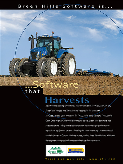 New Holland, INTEGRITY RTOS, MULTI IDE, SuperTrace Probe, TimeMachine, UCM controller
